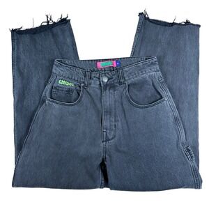 Empyre Tori High Waisted Carpenter Jeans Black Size 0 Skater Wide Leg Raw Hem